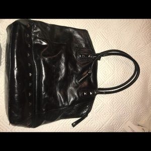 Cynthia rowley black leather bag with silver studs